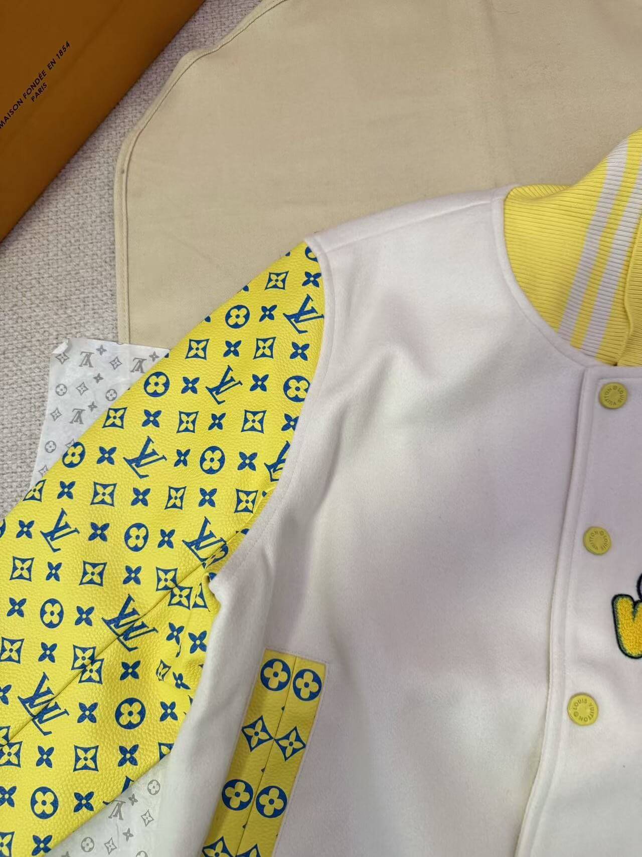 Louis Vuitton LV Monogram Playground Varsity Blouson - White & Yellow