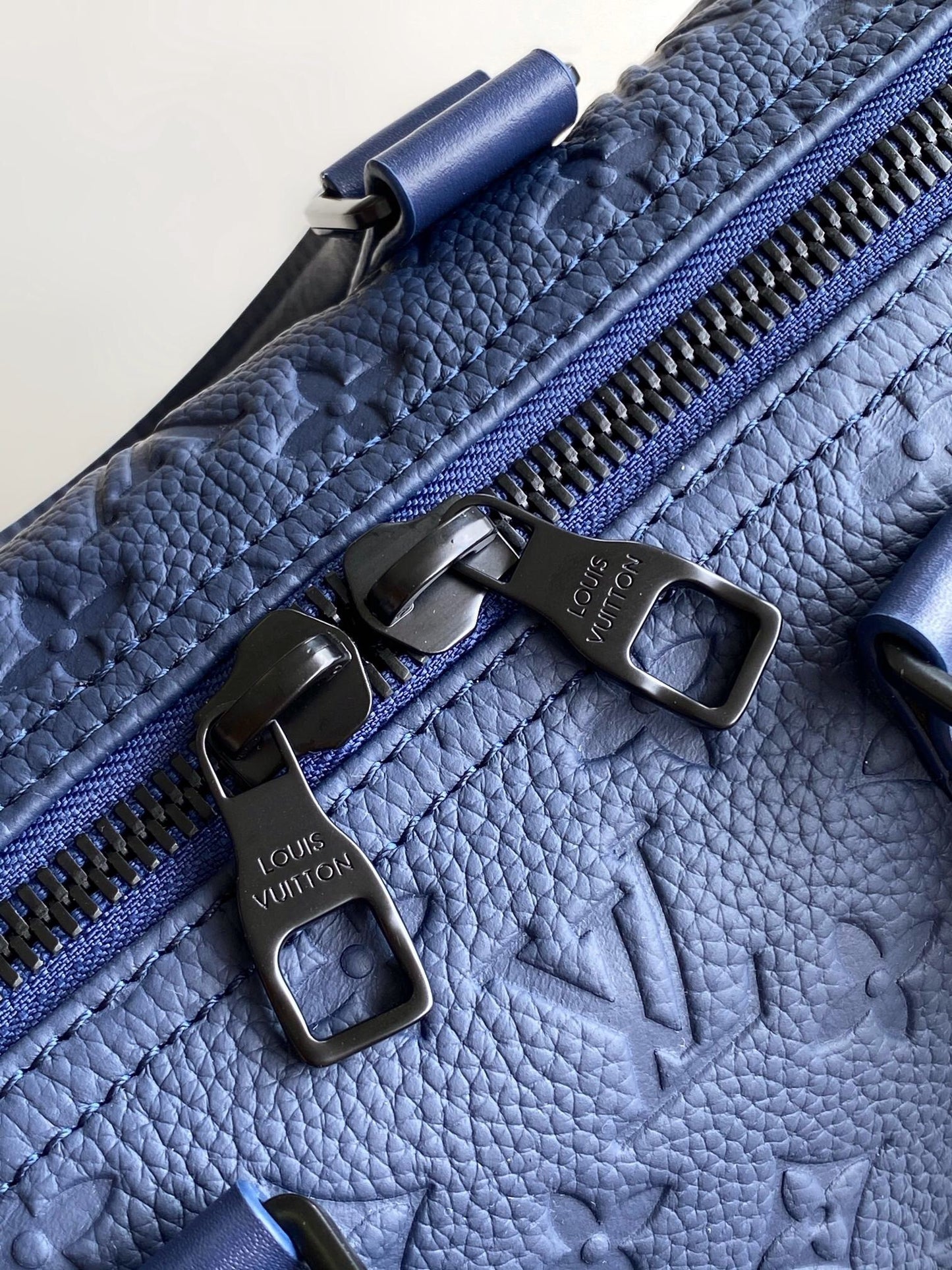 Louis Vuitton LV Monogram Taurillon Keepall Bandouliere 35 in Blue