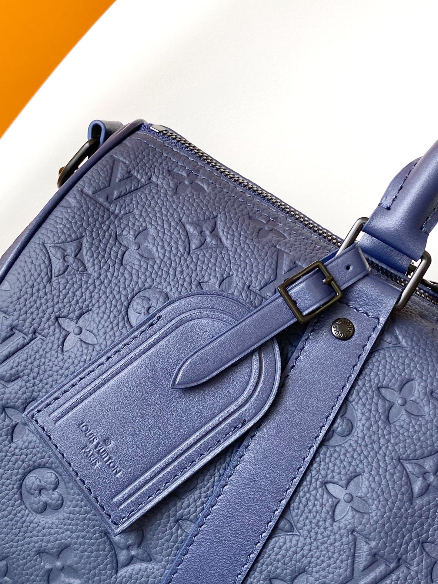 Louis Vuitton LV Monogram Taurillon Keepall Bandouliere 35 in Blue