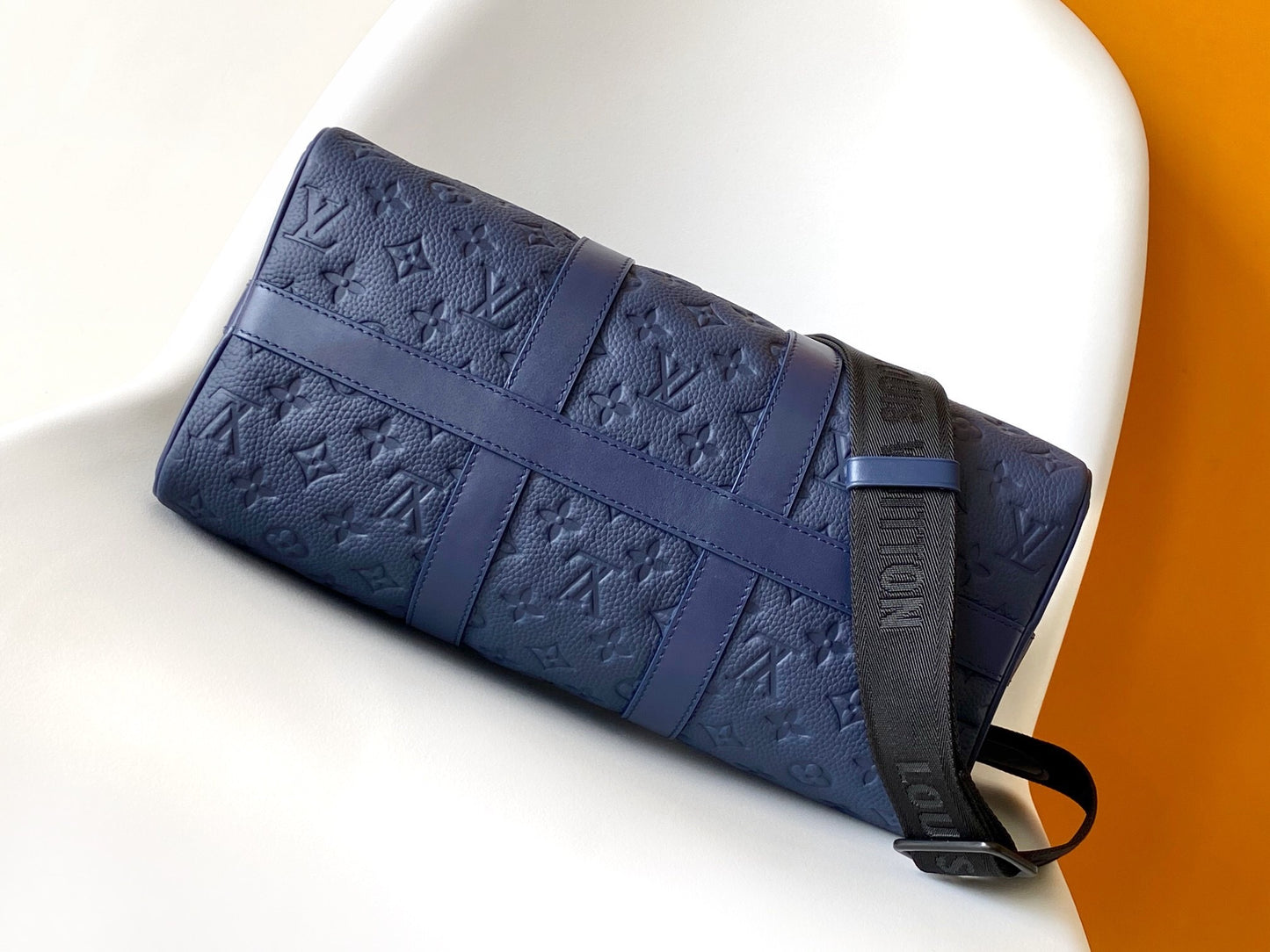 Louis Vuitton LV Monogram Taurillon Keepall Bandouliere 35 in Blue