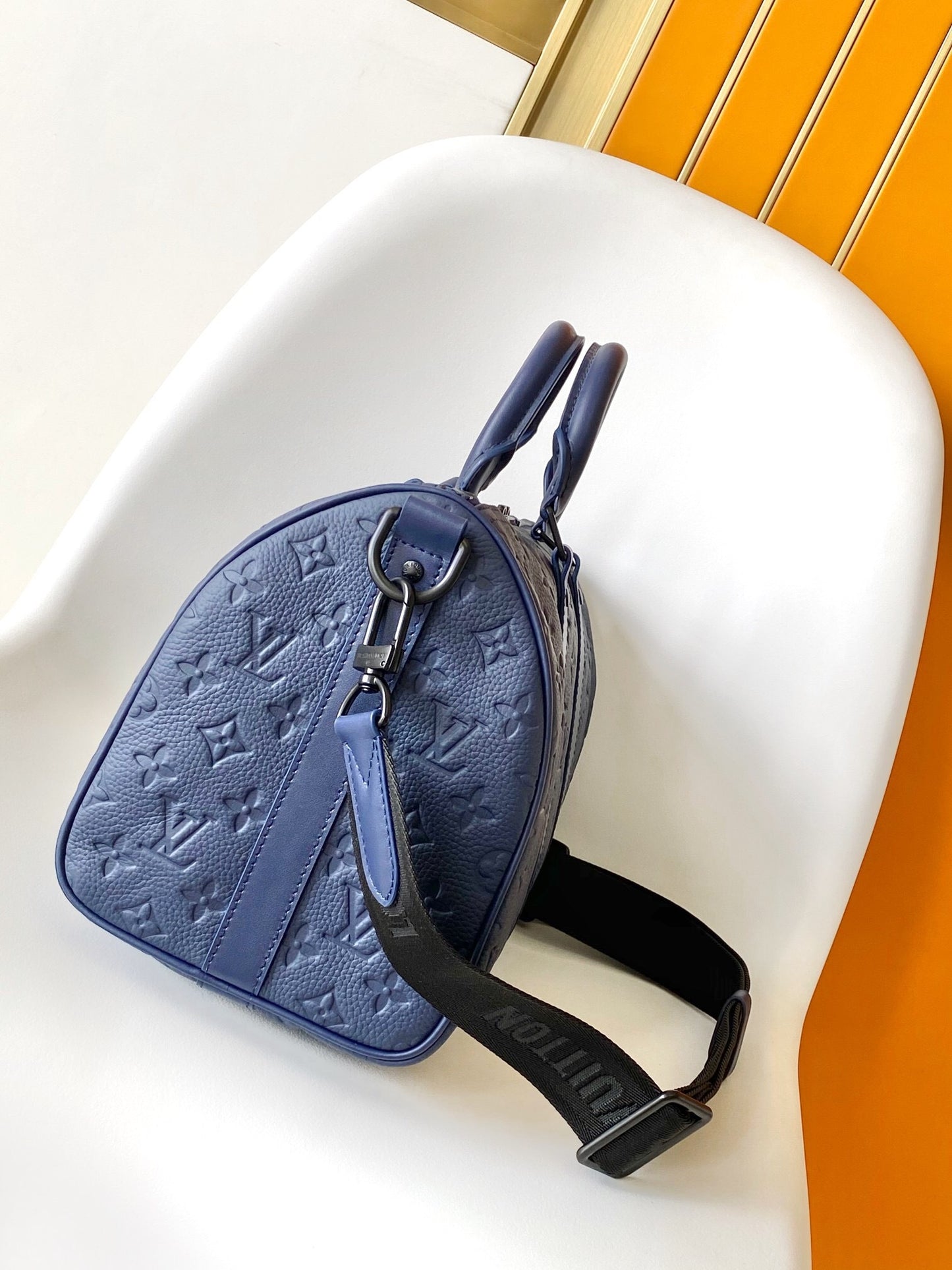 Louis Vuitton LV Monogram Taurillon Keepall Bandouliere 35 in Blue