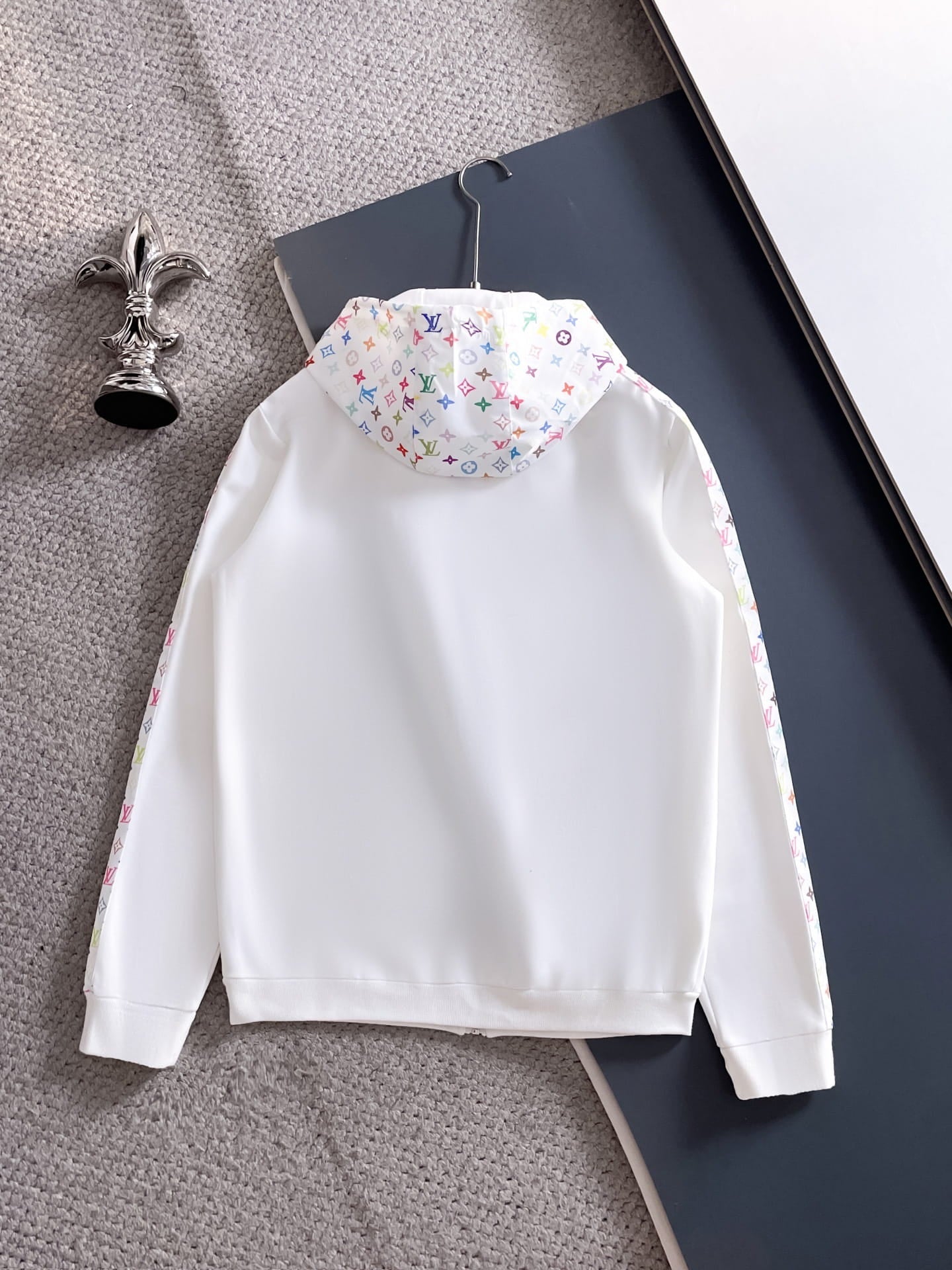 Louis Vuitton LV Multicolor Monogram Tracksuit - White Graphic Stripe Zip Hoodie Set