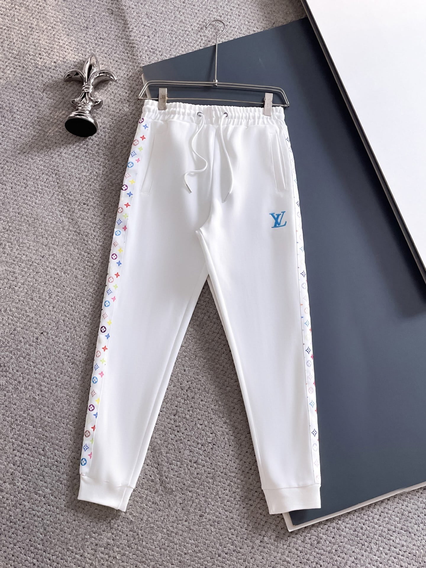 Louis Vuitton LV Multicolor Monogram Tracksuit - White Graphic Stripe Zip Hoodie Set
