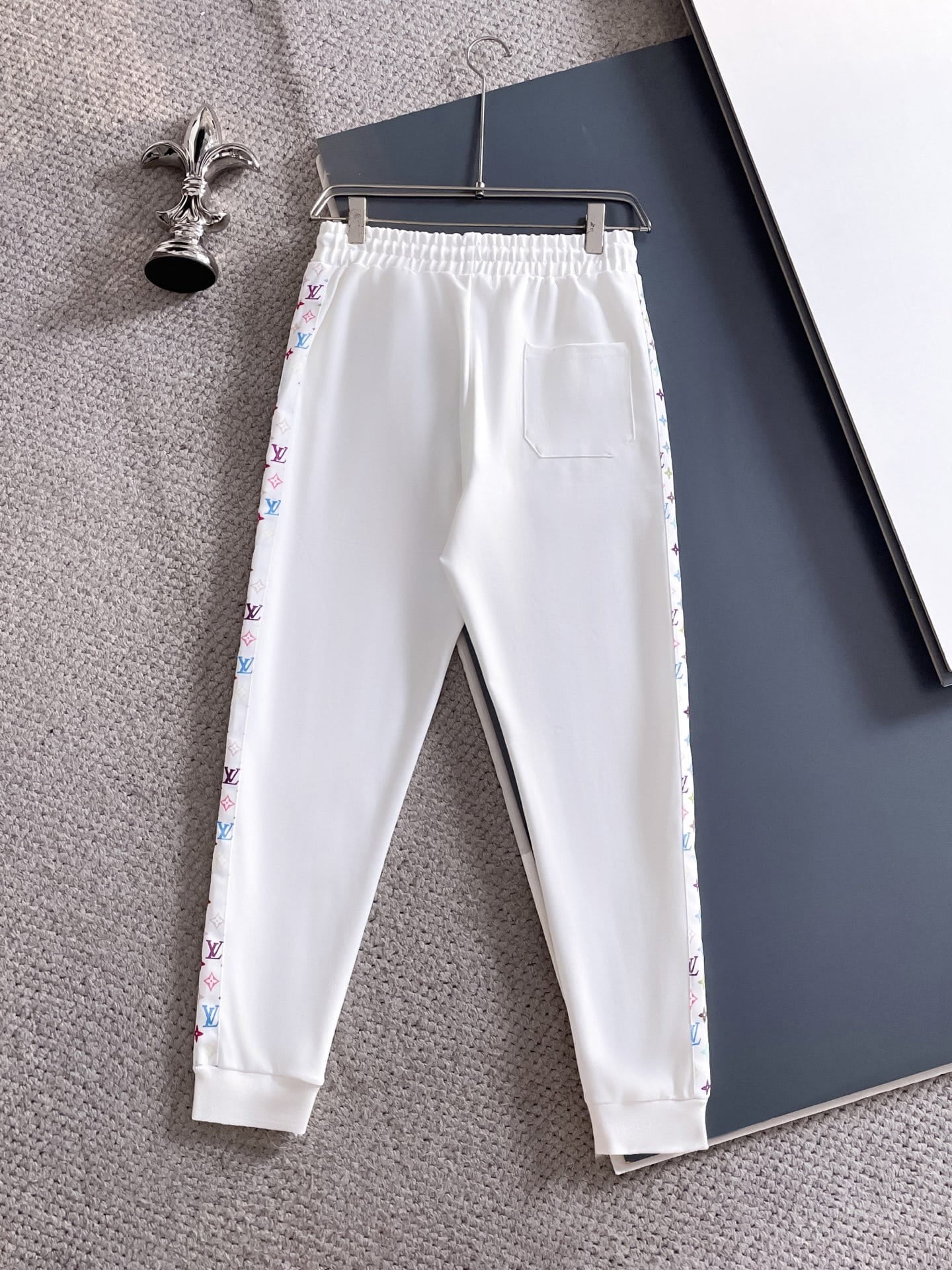Louis Vuitton LV Multicolor Monogram Tracksuit - White Graphic Stripe Zip Hoodie Set