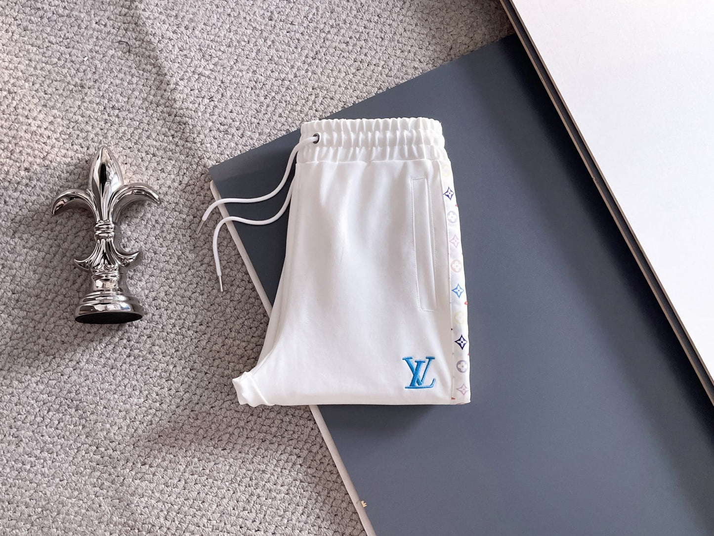 Louis Vuitton LV Multicolor Monogram Tracksuit - White Graphic Stripe Zip Hoodie Set