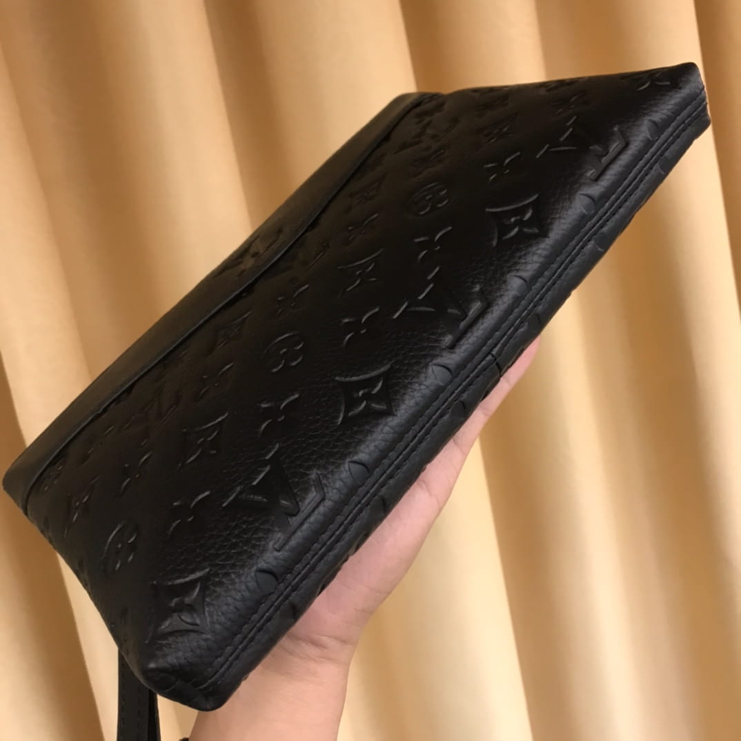 Louis Vuitton LV Pochette To-Go Monogram Shadow - Black Leather Men's Clutch