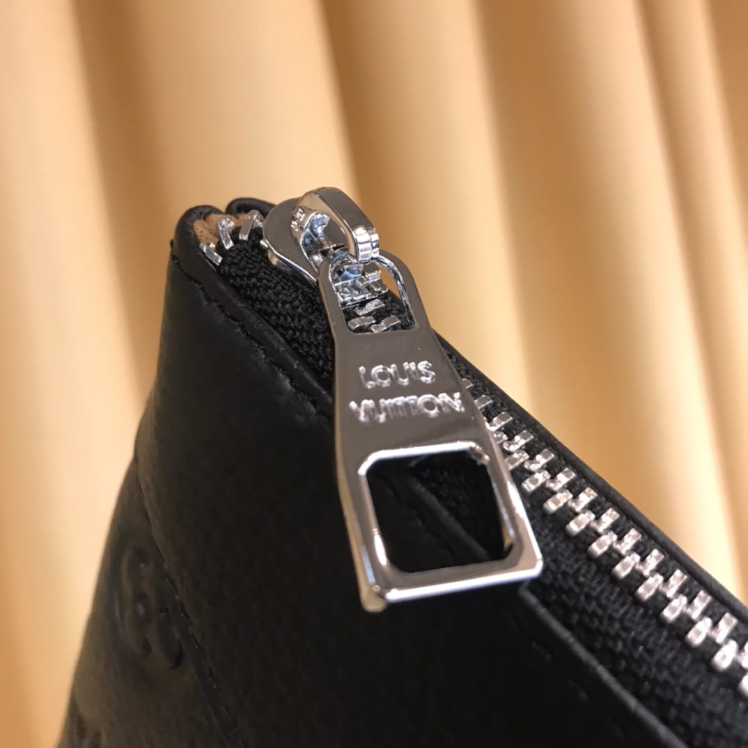 Louis Vuitton LV Pochette To-Go Monogram Shadow - Black Leather Men's Clutch