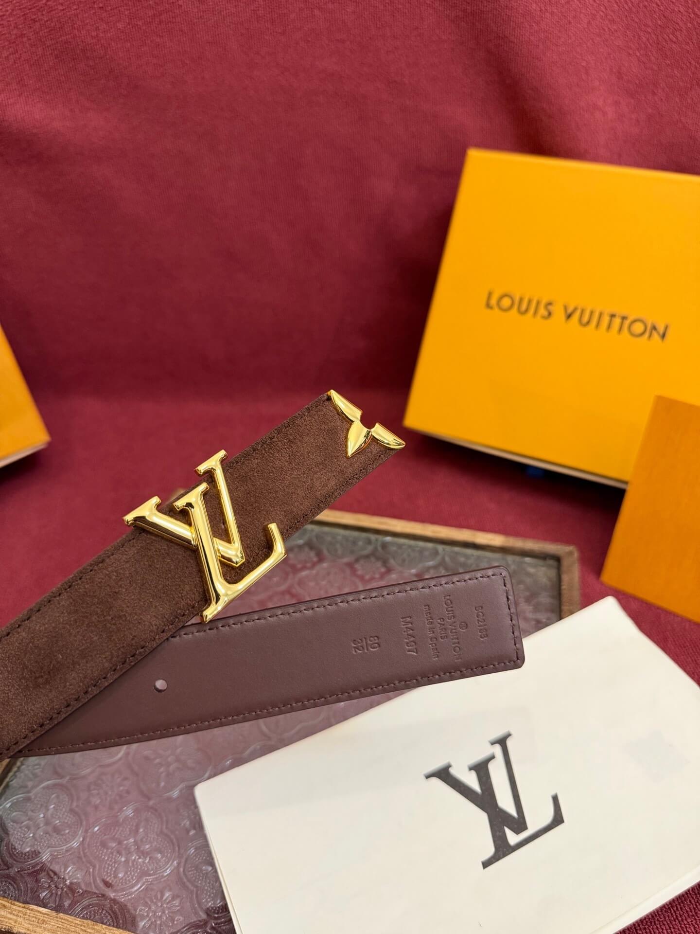 Louis Vuitton LV Pretty 30mm Chocolate Brown Suede Belt - Gold Buckle