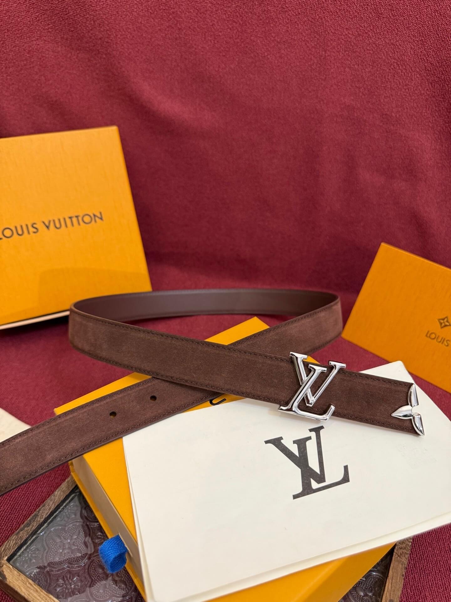 Louis Vuitton LV Pretty 30mm Chocolate Brown Suede Belt - Silver Buckle