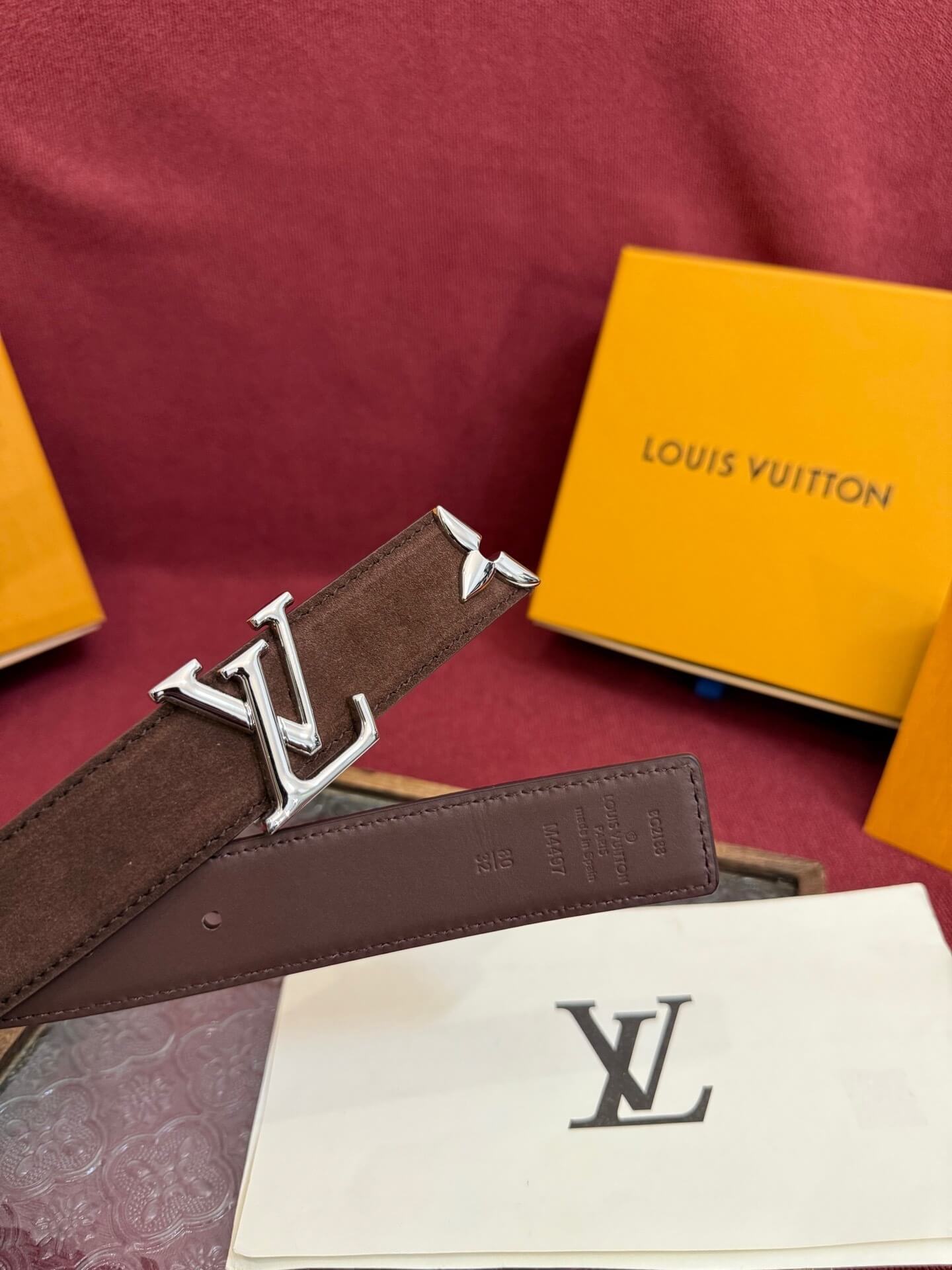 Louis Vuitton LV Pretty 30mm Chocolate Brown Suede Belt - Silver Buckle