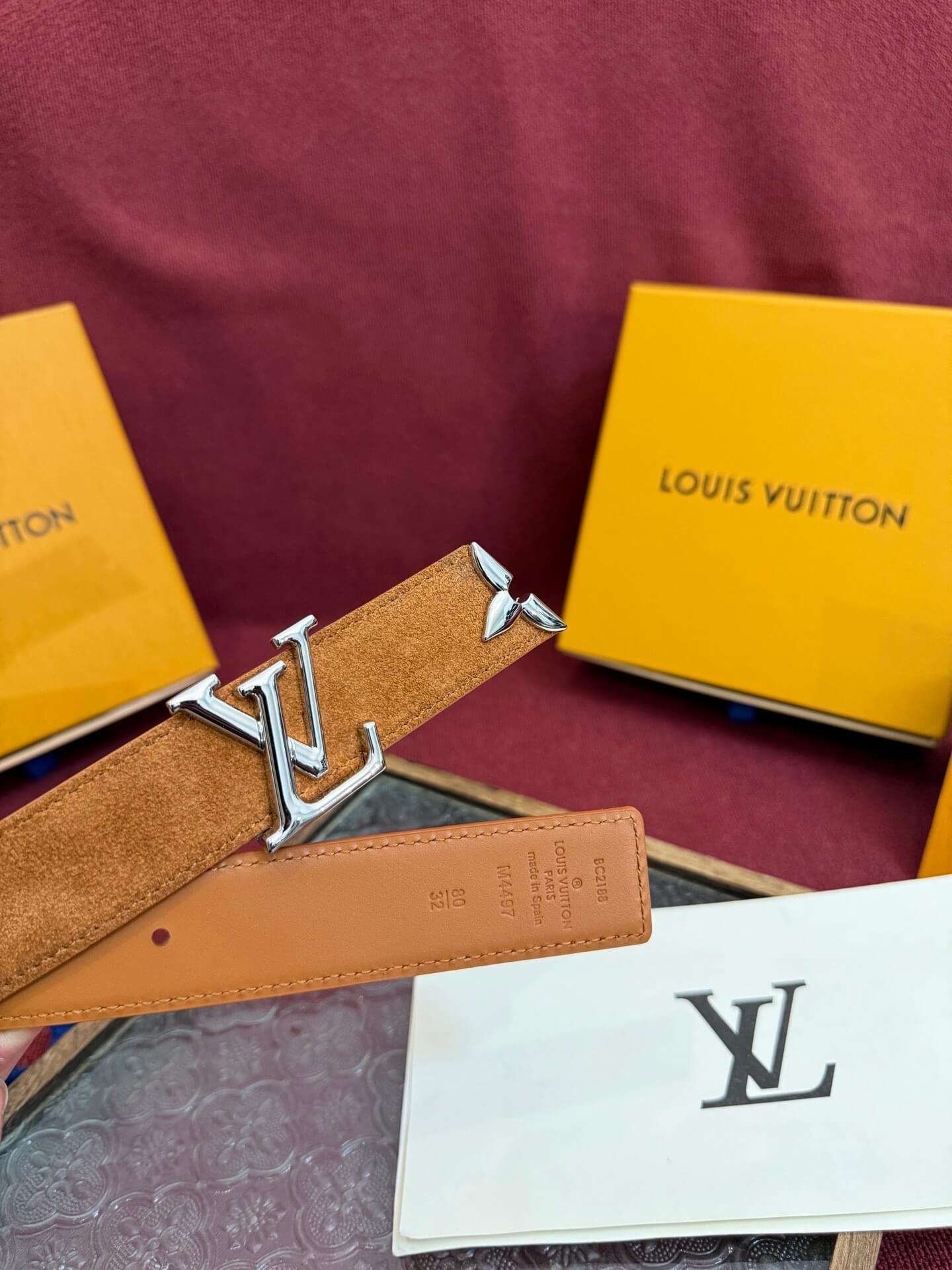 Louis Vuitton LV Pretty 30mm Cognac Suede Belt - Silver Buckle