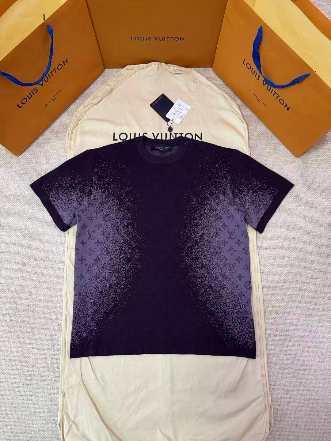 Louis Vuitton LV Purple Monogram Jacquard Short-Sleeved Crewneck
