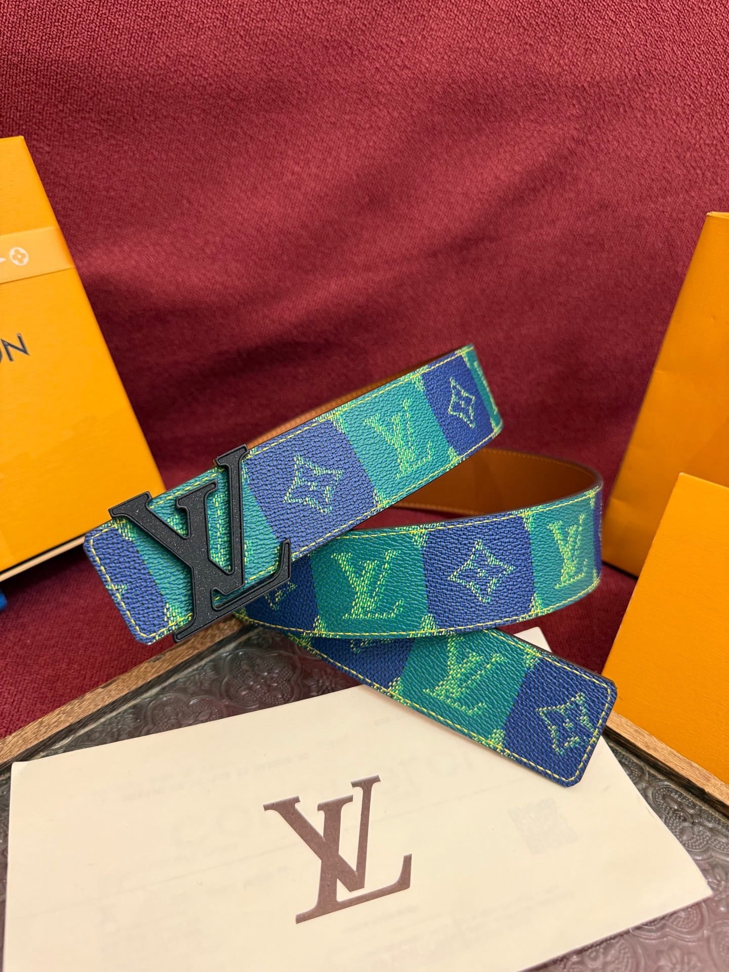 Louis Vuitton LV Pyramide Stripes 40mm Reversible Belt - Matte Black Buckle