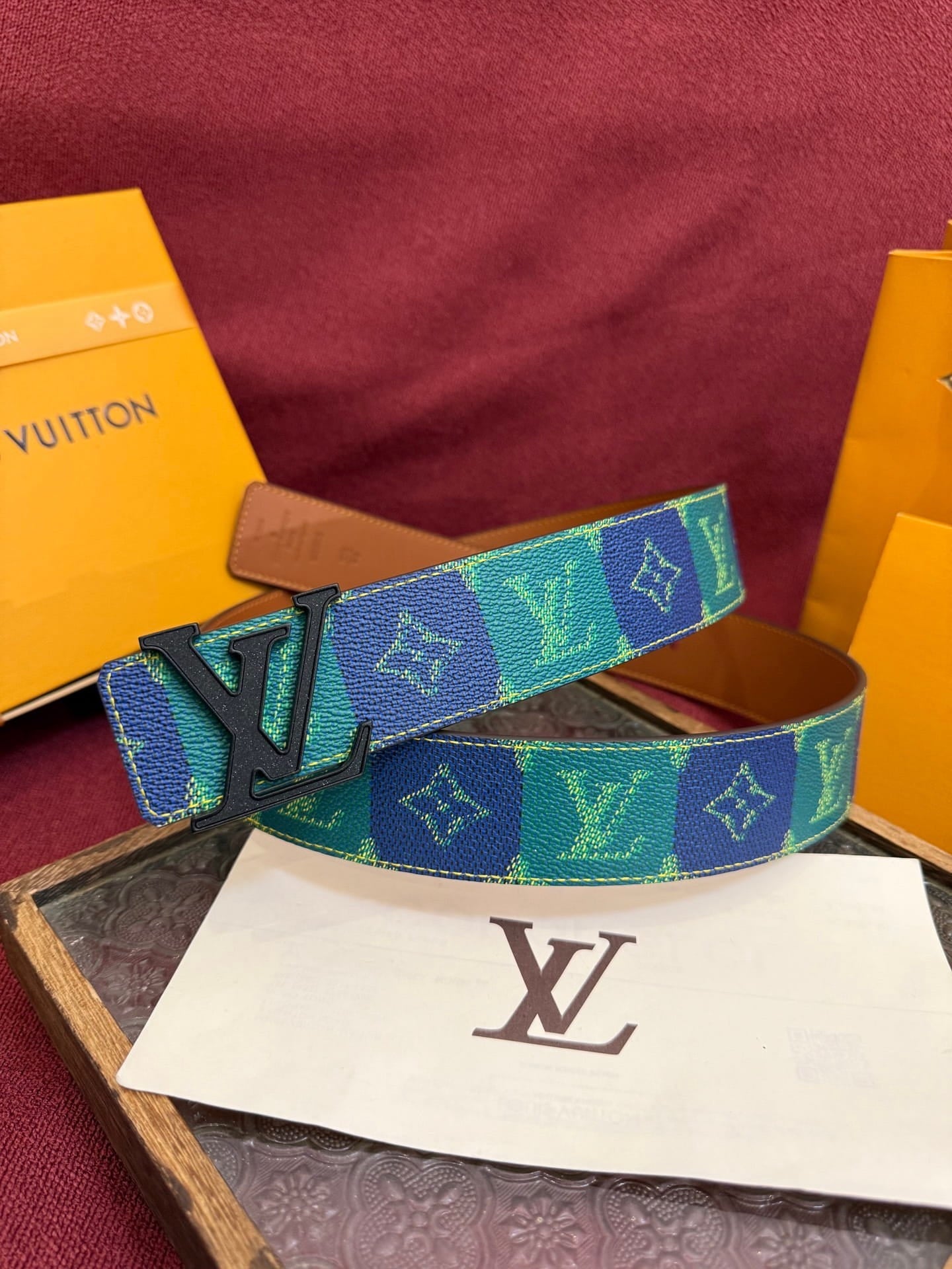 Louis Vuitton LV Pyramide Stripes 40mm Reversible Belt - Matte Black Buckle