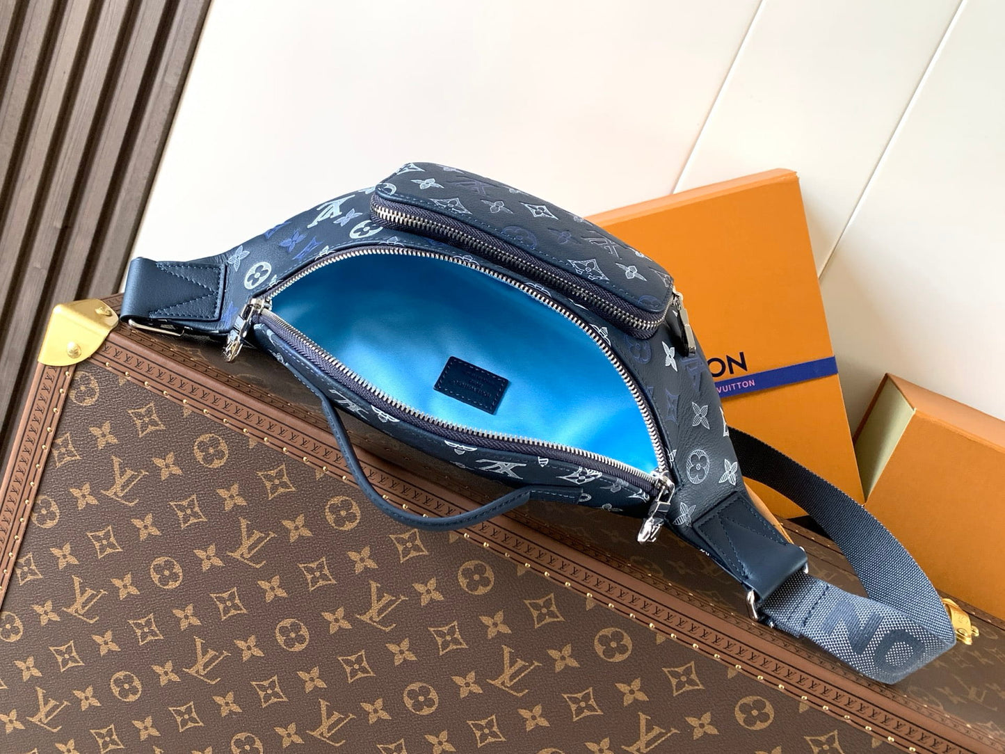 Louis Vuitton LV Rush Bumbag - Navy Blue Monogram Heritage Canvas Belt Bag