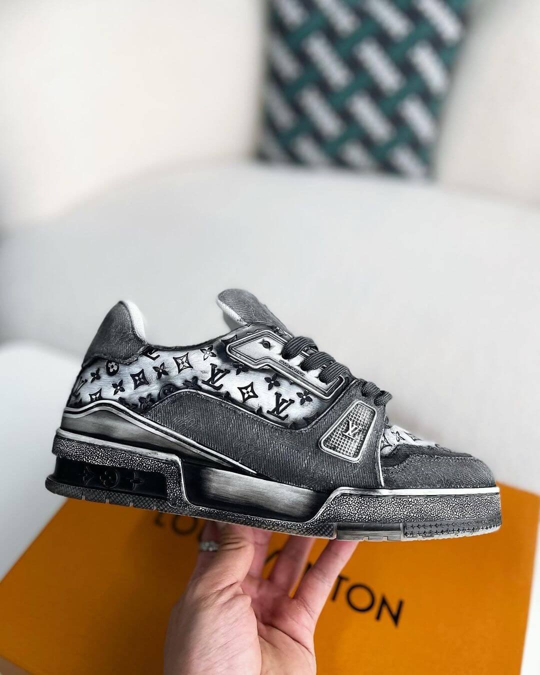 Louis Vuitton Denim Schwarze Trainer-Sneaker