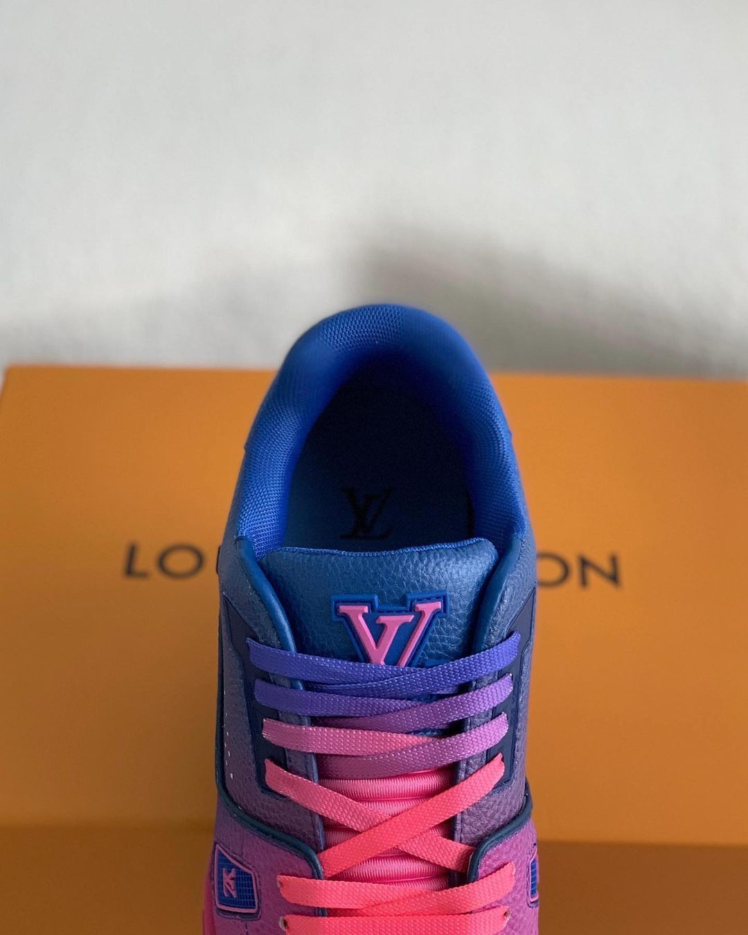 Louis Vuitton LV Trainer – Pink & Blue Gradient Grained Leather