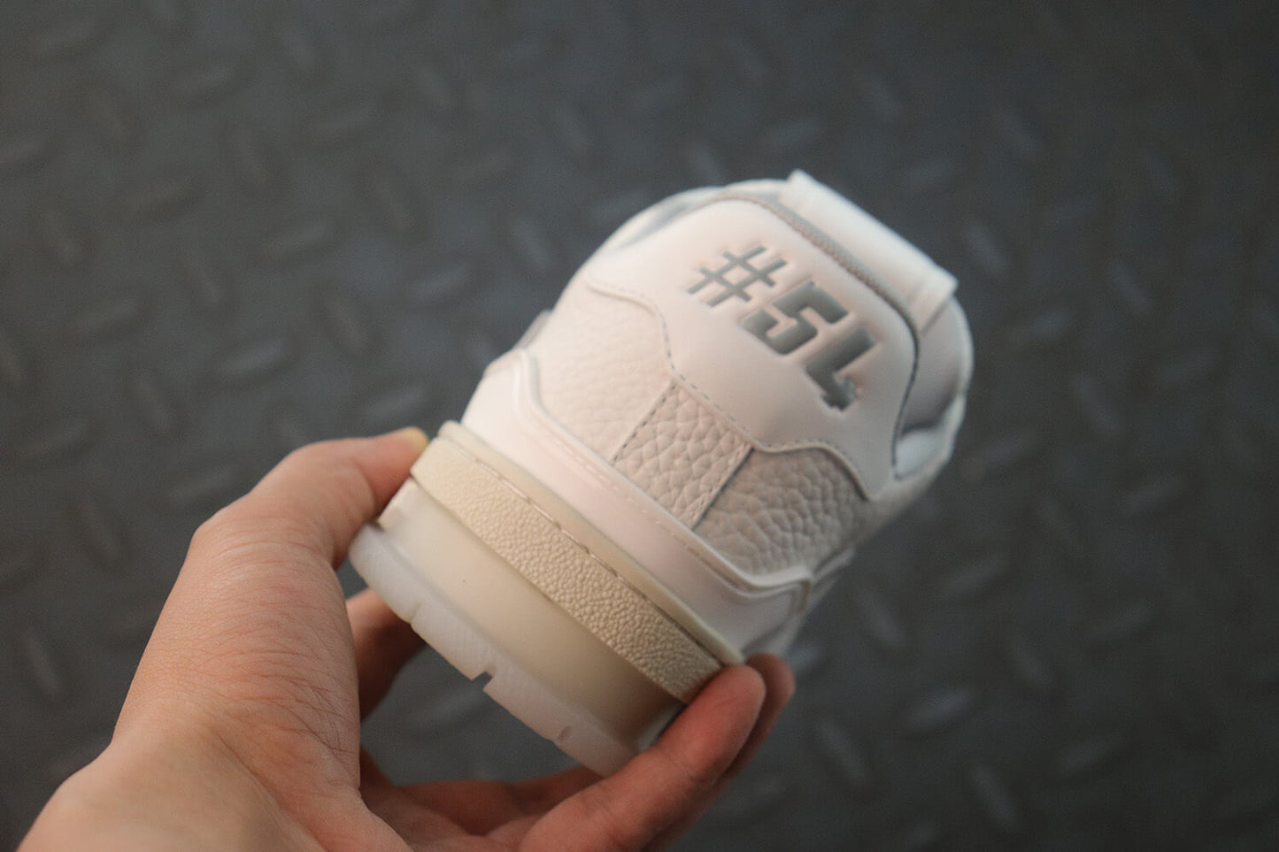 Louis Vuitton LV Trainer – White & Grey Grained Calf Leather
