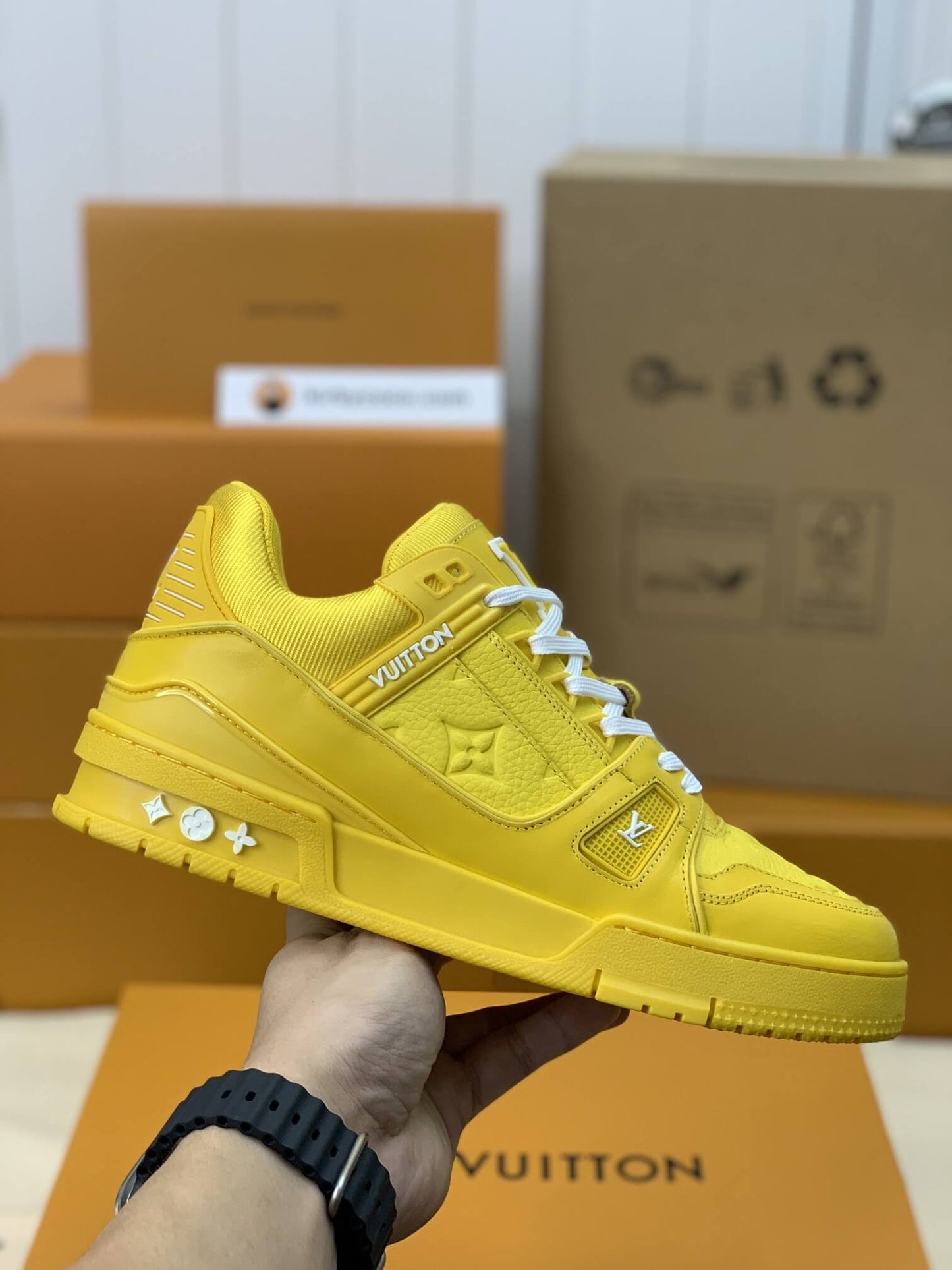 Louis Vuitton LV Trainer – Yellow Monogram Empreinte & Grained Leather
