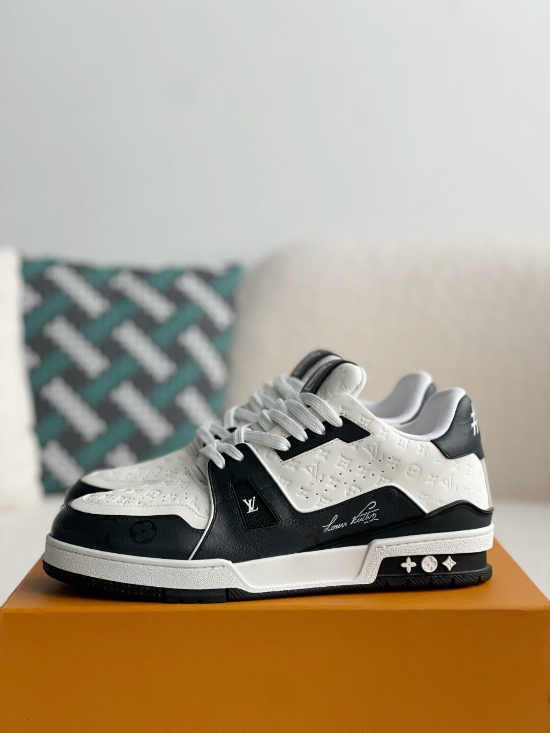 Louis Vuitton LV Trainer – Yellow & White Grained Calf Leather