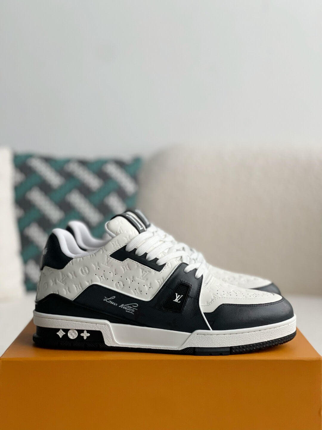 Louis Vuitton LV Trainer – Yellow & White Grained Calf Leather