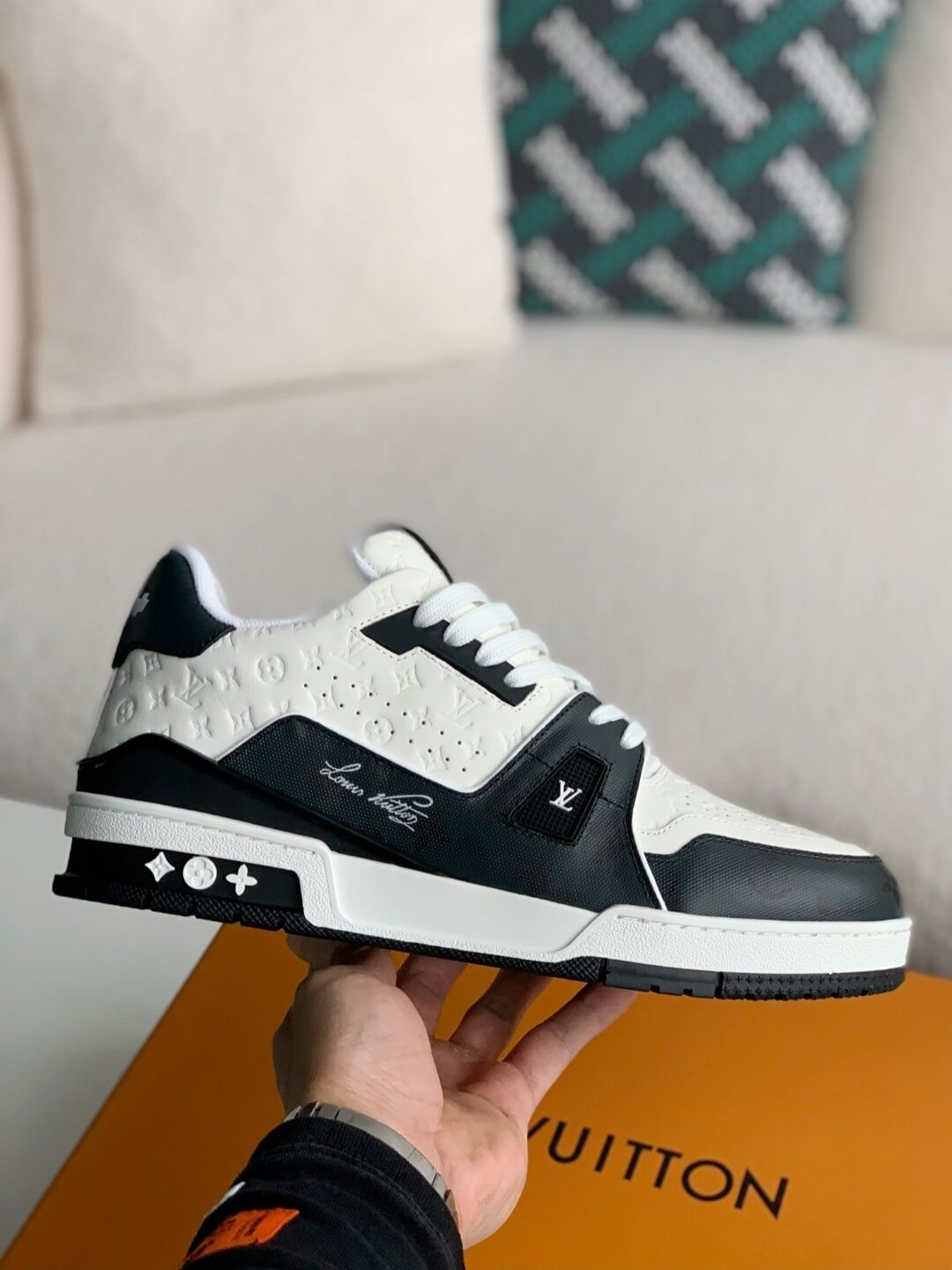 Louis Vuitton LV Trainer – Yellow & White Grained Calf Leather