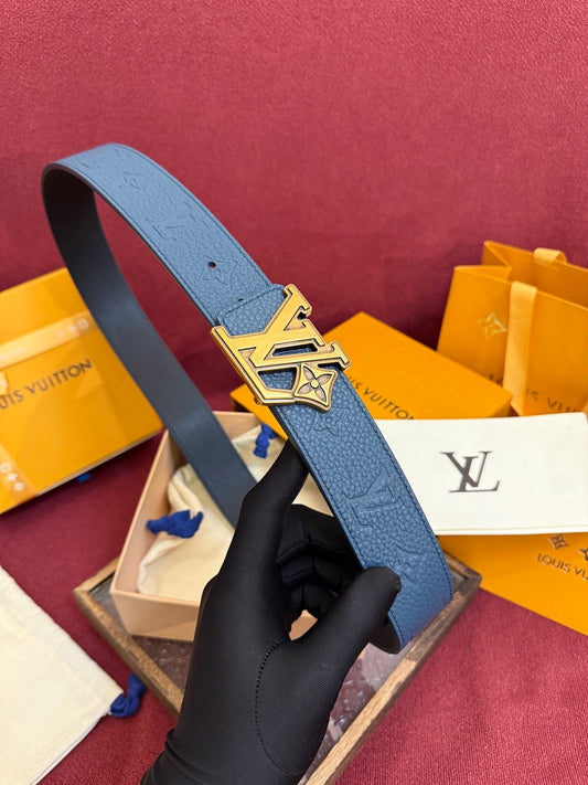 Louis Vuitton Mineral Blue Leather LV Monogram 40mm Reversible Belt
