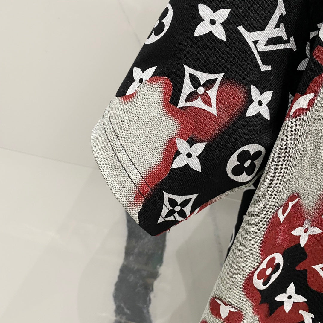 Louis Vuitton Monogram Bleach T-Shirt – Black & Red
