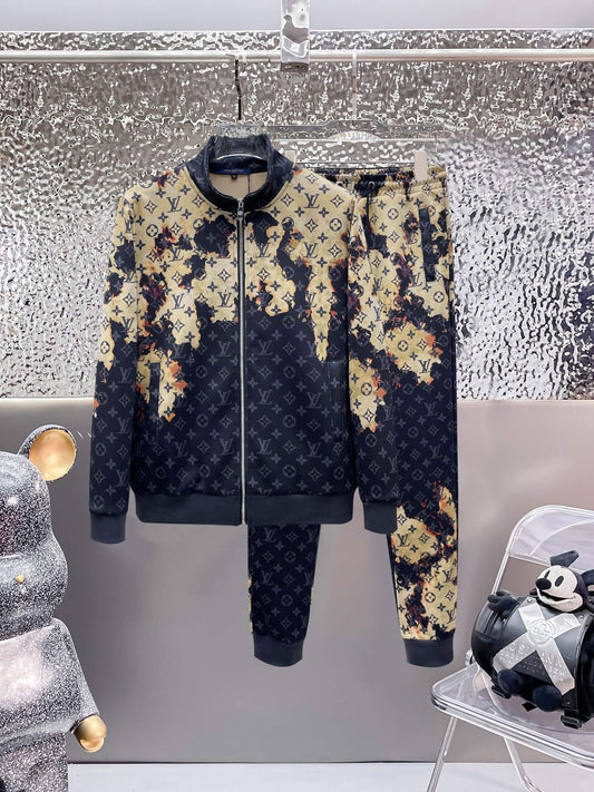 Louis Vuitton Monogram Bleached Effect Tracksuit Black and Tan