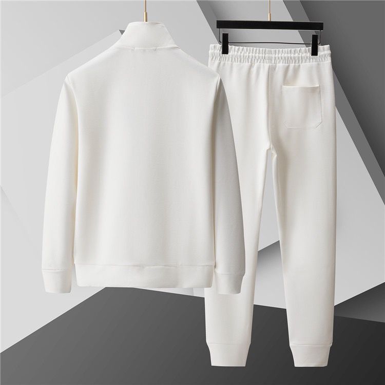 Louis Vuitton Monogram Embossed Cotton Tracksuit White Zip-Up Jacket and Jogger Pants Set