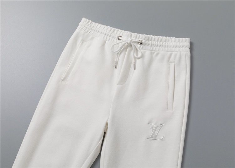 Louis Vuitton Monogram Embossed Cotton Tracksuit White Zip-Up Jacket and Jogger Pants Set