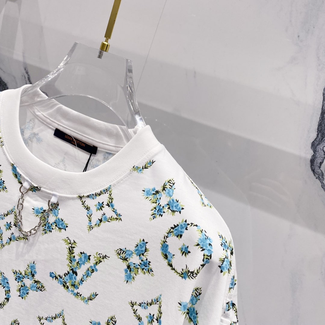 Louis Vuitton Monogram Flower Chain T-Shirt – White & Blue
