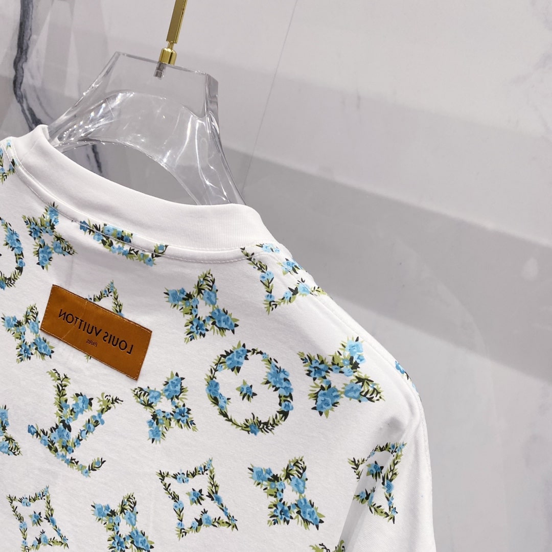 Louis Vuitton Monogram Flower Chain T-Shirt – White & Blue