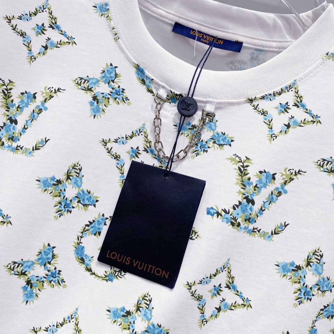Louis Vuitton Monogram Flower Chain T-Shirt – White & Blue