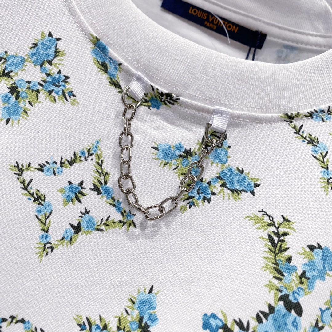 Louis Vuitton Monogram Flower Chain T-Shirt – White & Blue