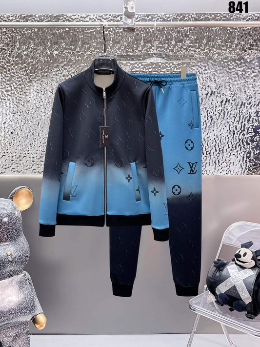 Louis Vuitton Monogram Gradient Embossed Tracksuit Blue Black