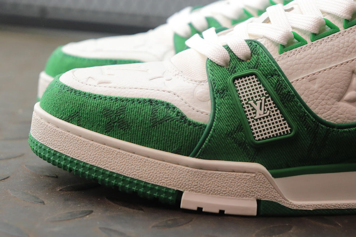 Louis Vuitton LV Trainer Denim Monogram Green White Sneakers 
