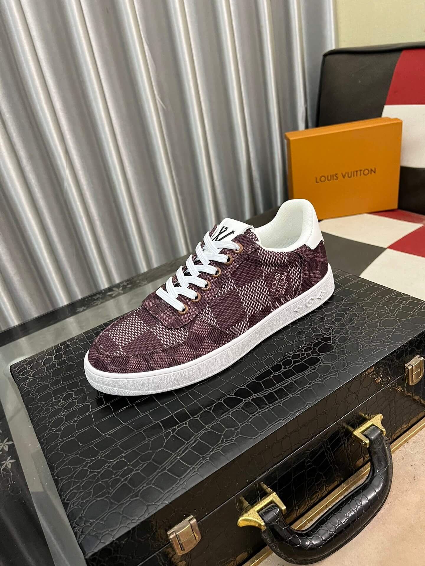 Louis Vuitton Troca Sneaker – Burgundy Damier Denim & White