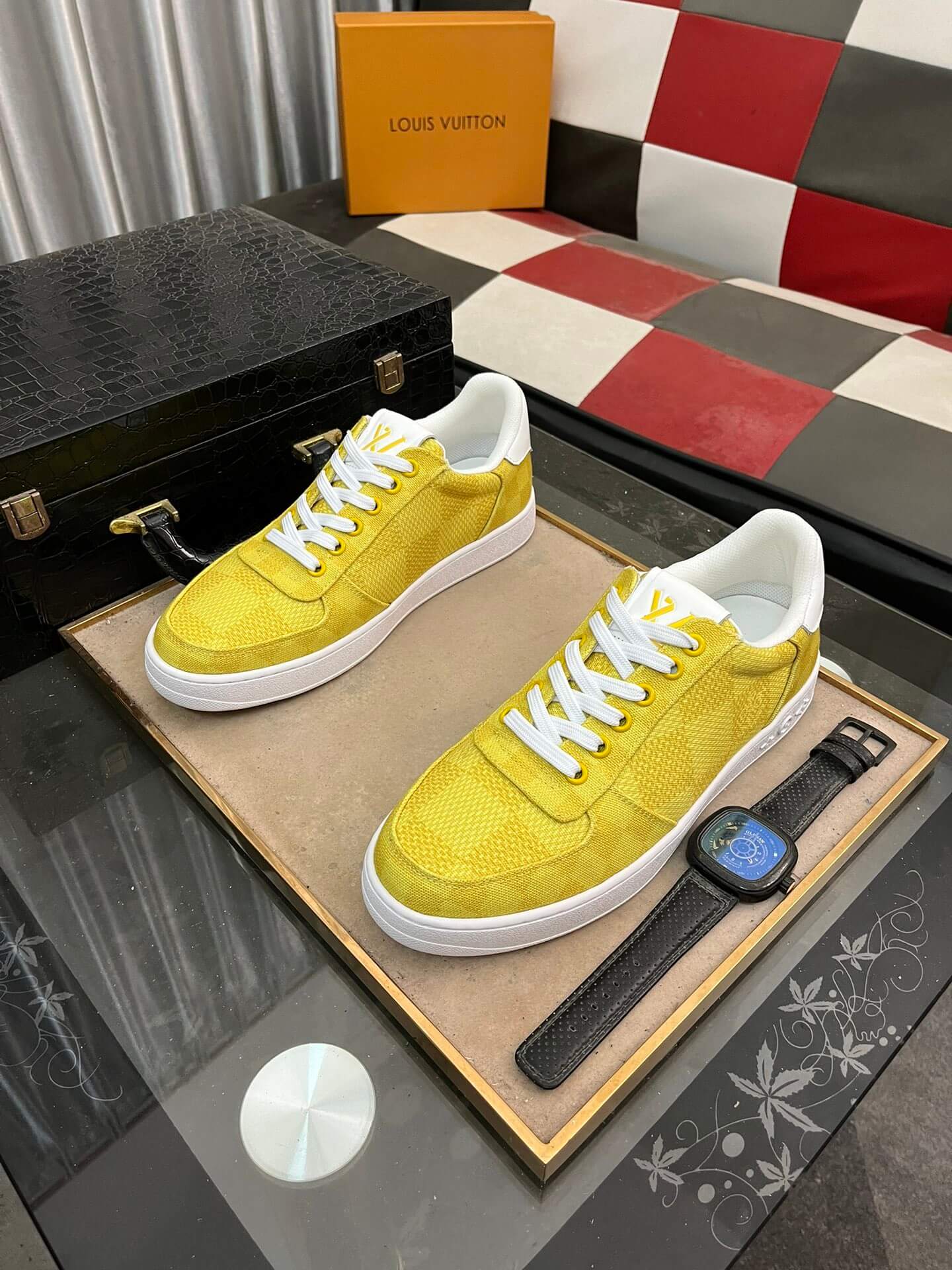 Louis Vuitton Troca Sneaker – Yellow Damier Denim & White