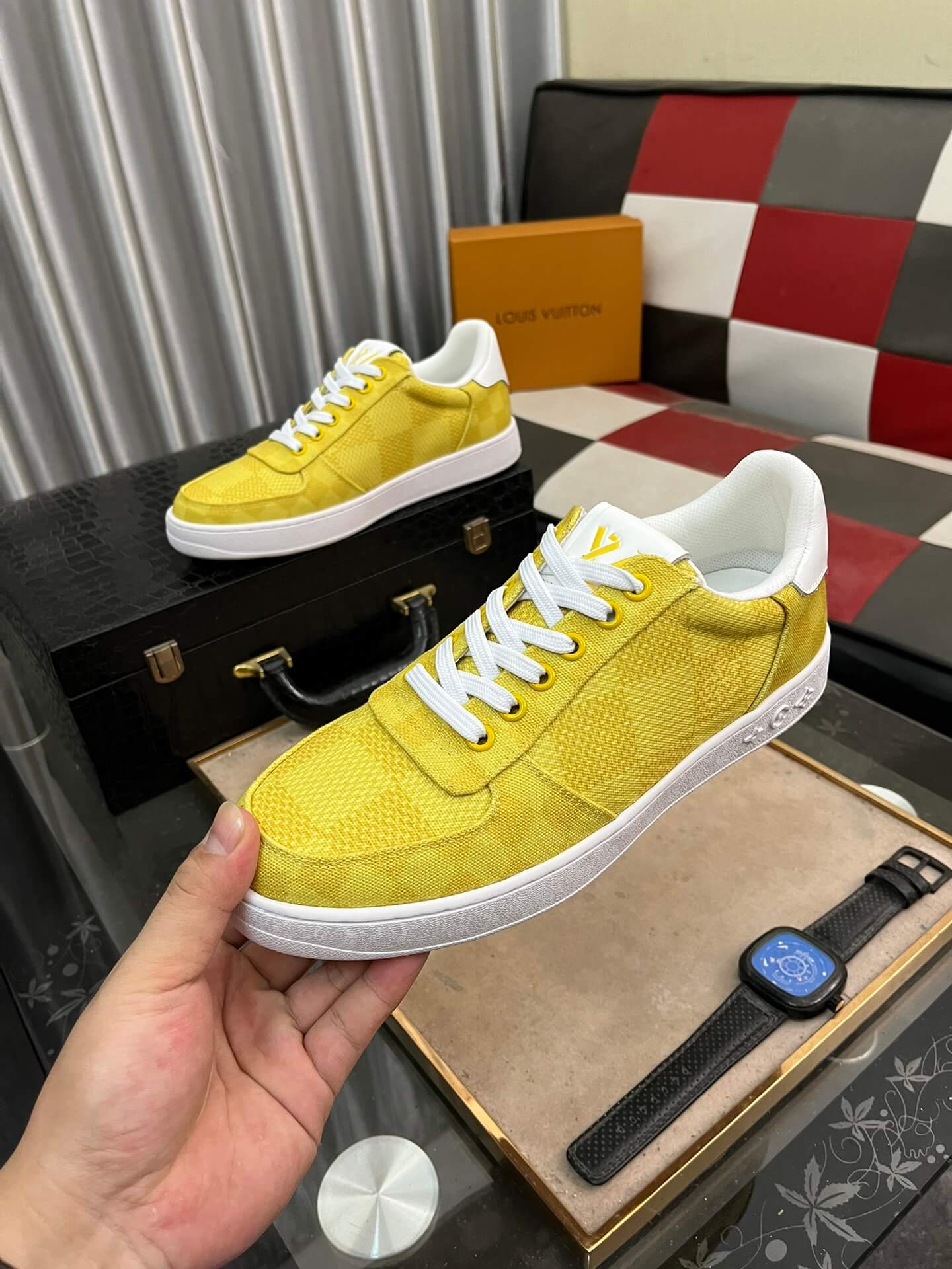 Louis Vuitton Troca Sneaker – Yellow Damier Denim & White