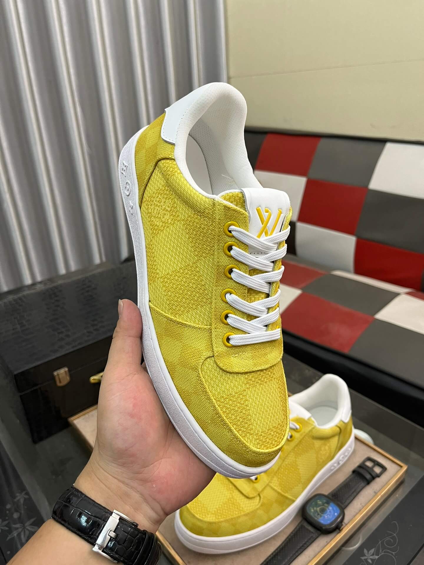 Louis Vuitton Troca Sneaker – Yellow Damier Denim & White