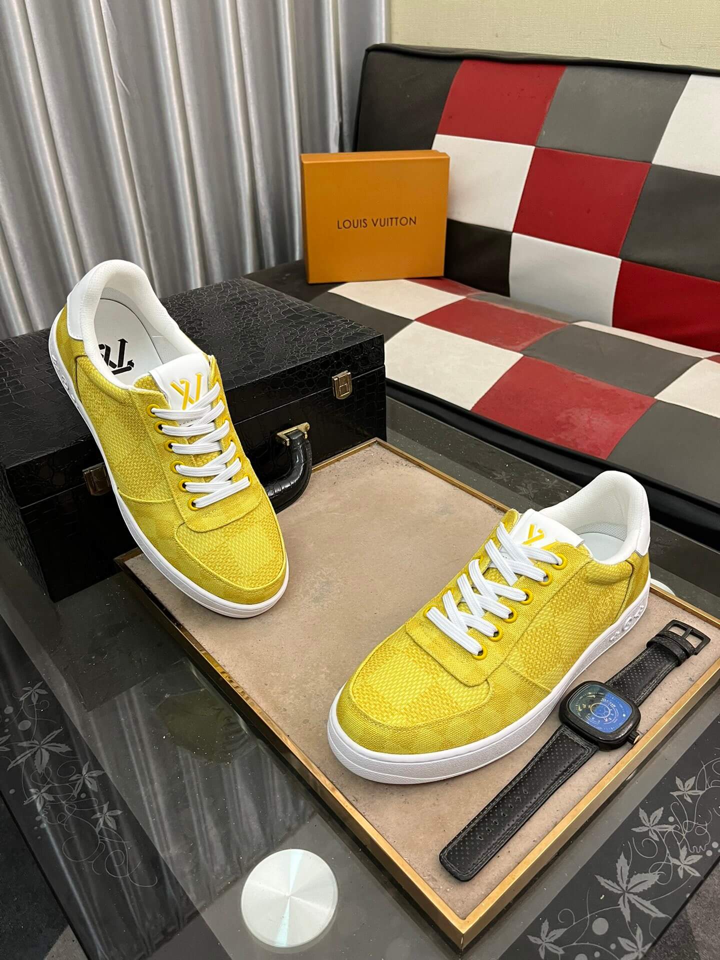 Louis Vuitton Troca Sneaker – Yellow Damier Denim & White