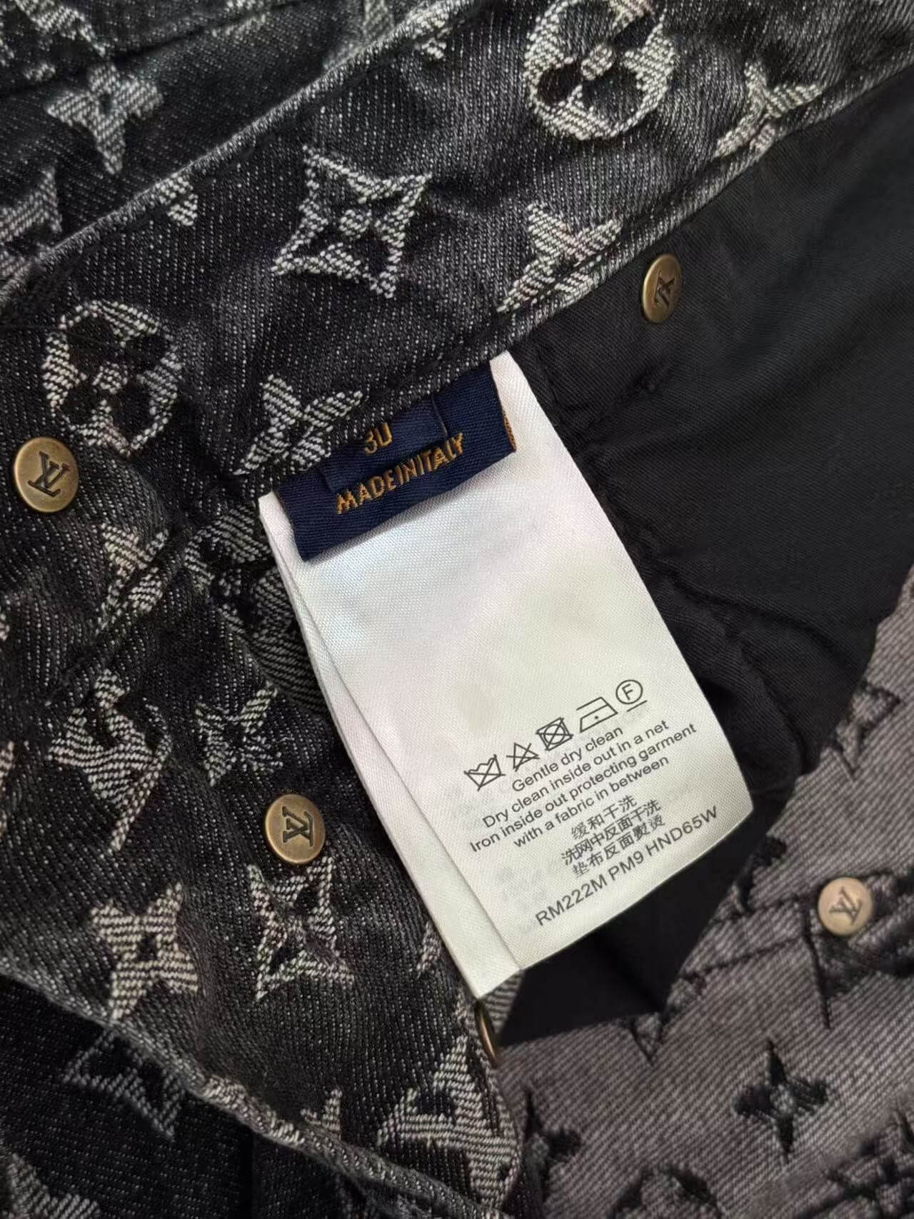 Louis Vuitton LV Washed Black Monogram Jacquard Distressed Denim Jeans