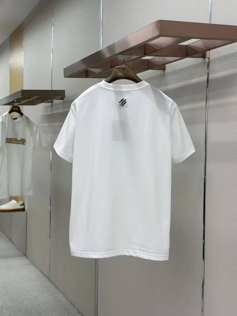 Louis Vuitton White Cotton T-Shirt with Sequin Embroidered Vuitton Logo