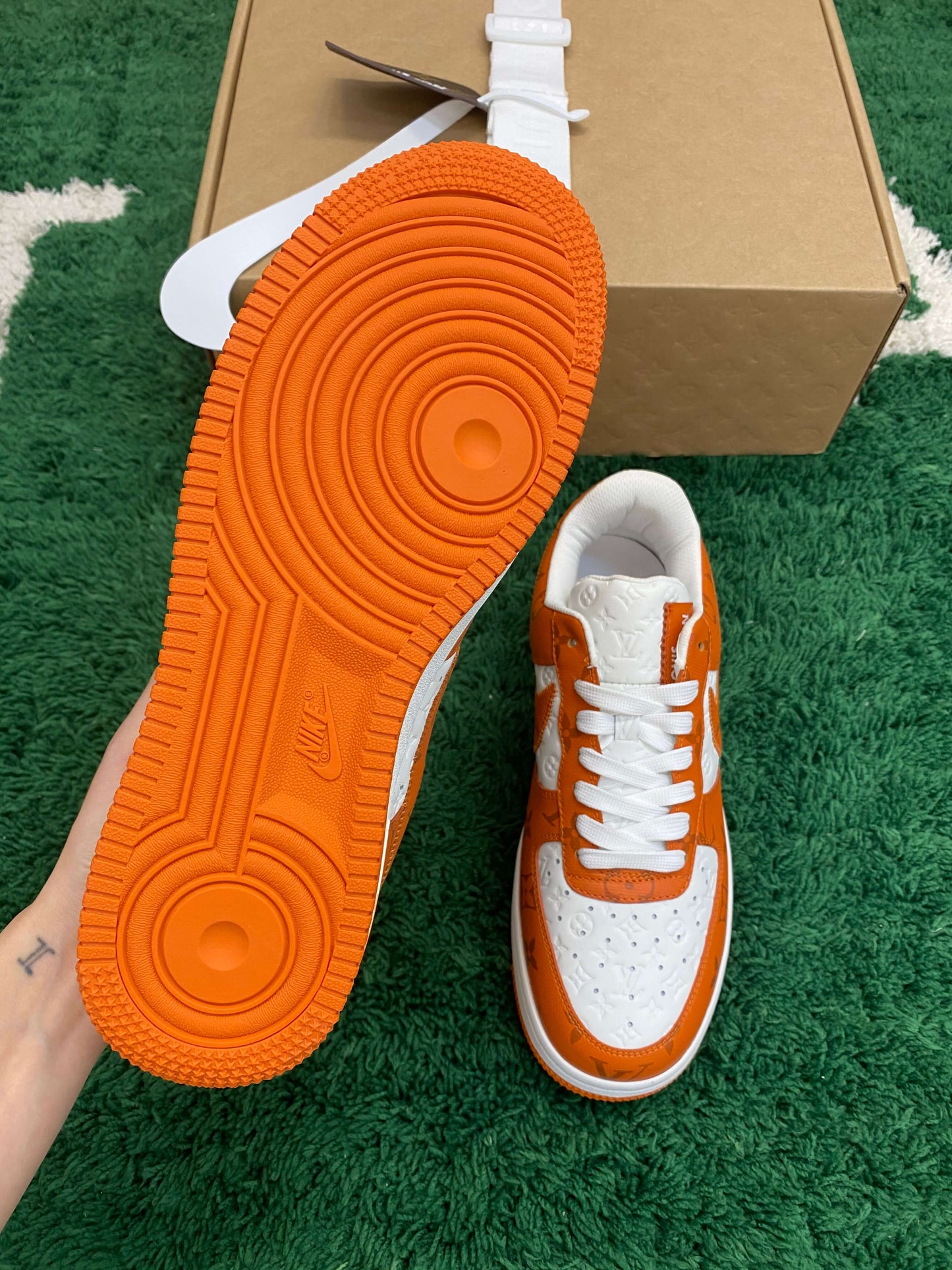Louis Vuitton x Nike Air Force 1 Low by Virgil Abloh – White & Orange Monogram