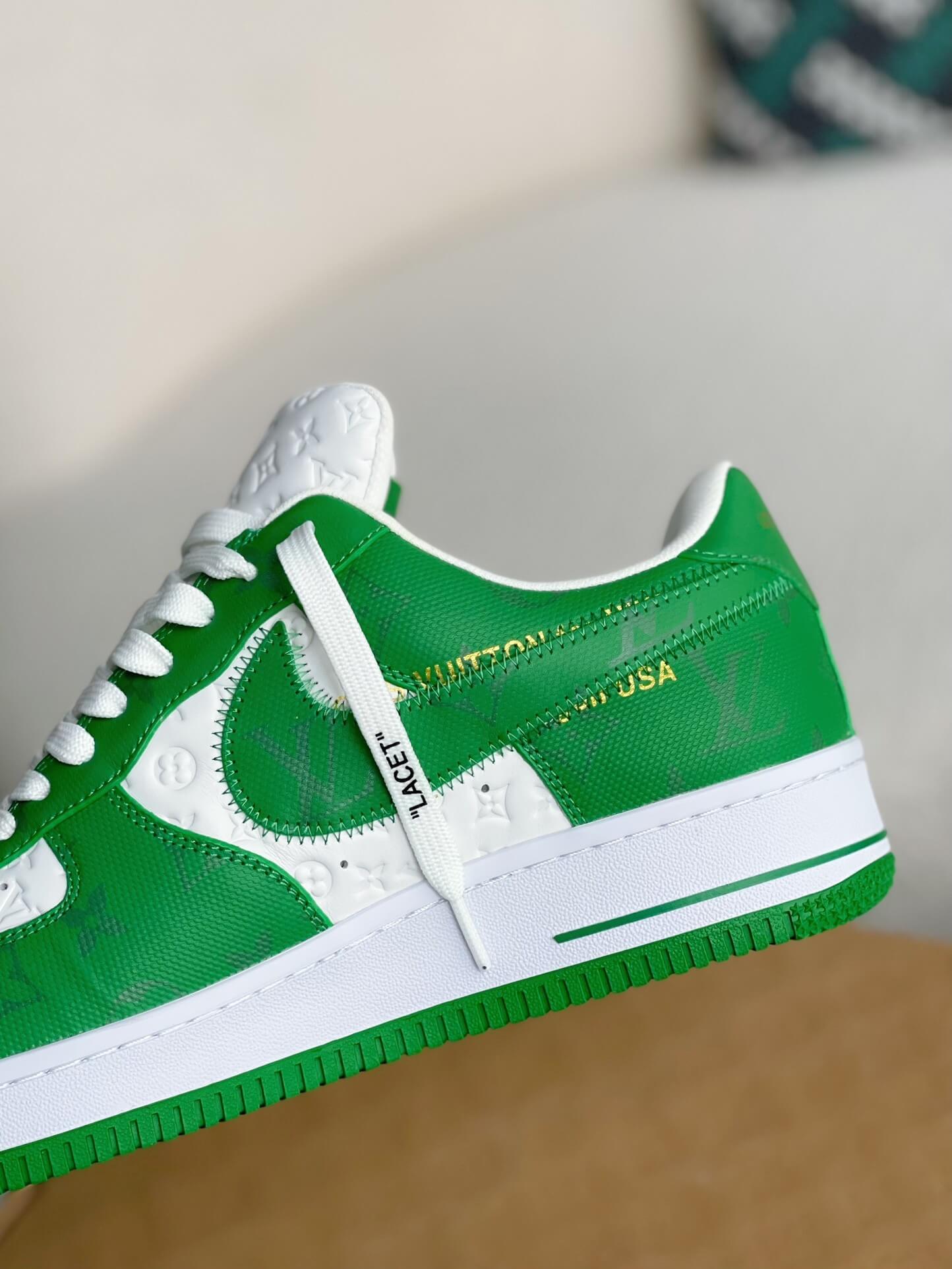 Louis Vuitton x Nike Air Force 1 Low – White & Green Monogram Leather