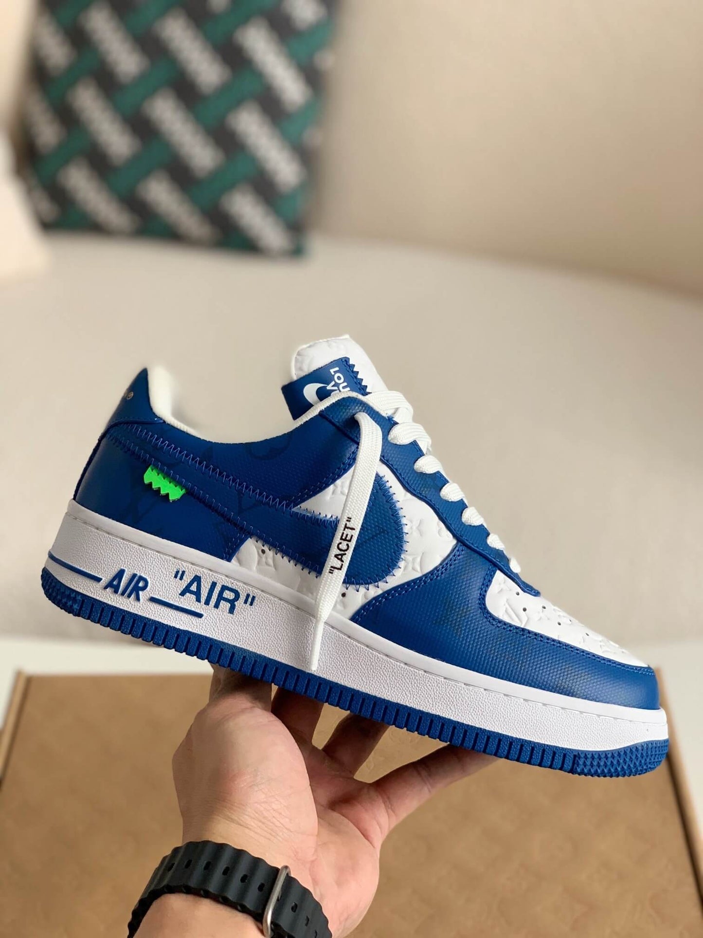 Louis Vuitton x Nike Air Force 1 Low – White & Royal Blue Monogram Leather