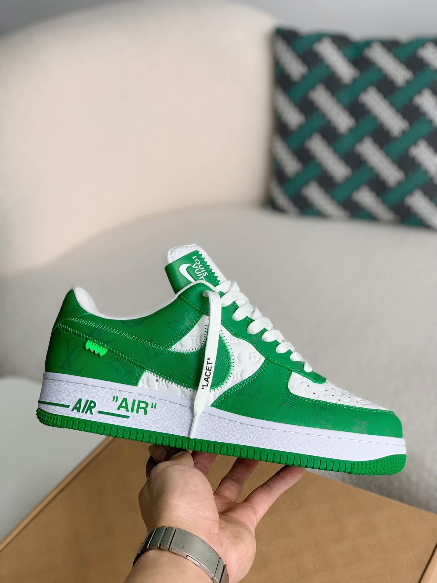 Louis Vuitton x Nike Air Force 1 Low – White & Green Monogram Leather