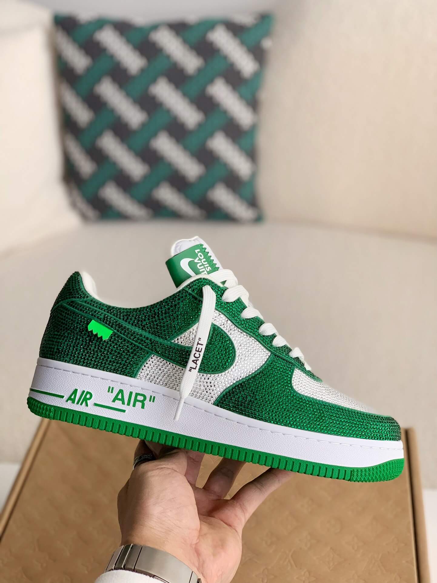 Louis Vuitton x Nike Air Force 1 Low – Swarovski Crystal White & Green