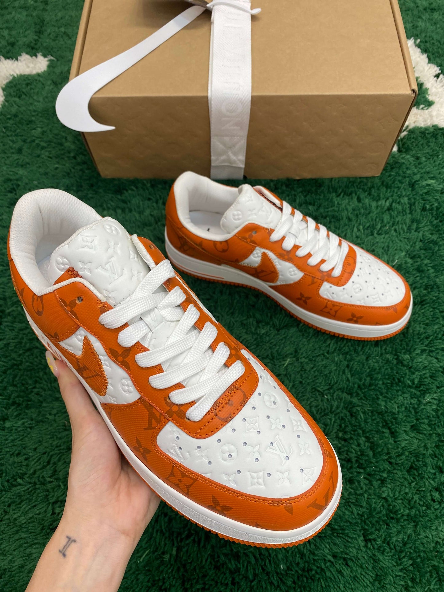 Louis Vuitton x Nike Air Force 1 Low by Virgil Abloh – White & Orange Monogram